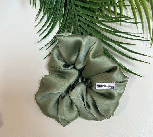 Sage Silky Satin Scrunchie